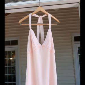 Bill Levkoff Blush Pink Bridesmaid Dress with Ruched Top - Size 12